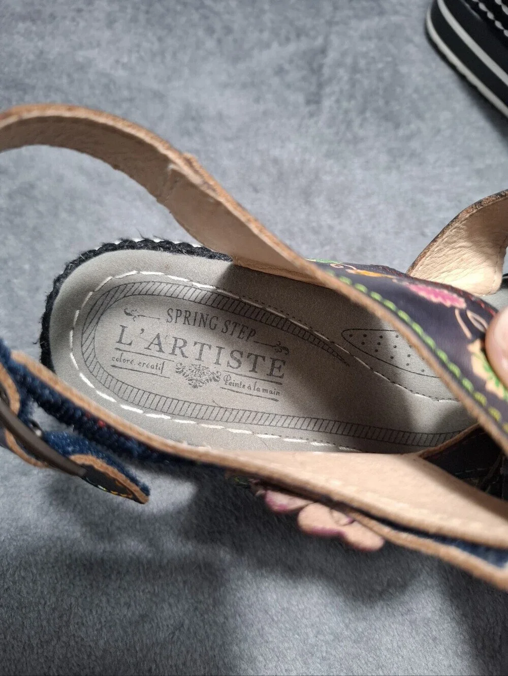 L'ATISTE Spring Step Multicolor Floral Leather Slingback Sandals Hand Painted 38